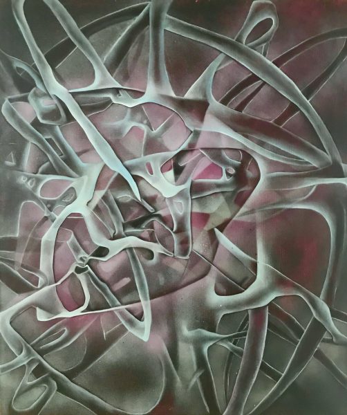 painting entitled Purple Spray by Megan Olson