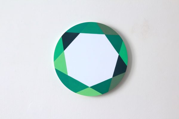 Painting entitled Polygon Variation (Greens) by Patricia Zarate