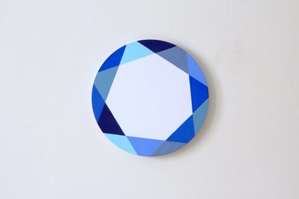 Painting entitled Polygon Variation (Blues) by Patricia Zarate