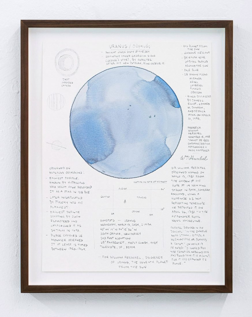 Matthew Deleget, Sunspots - The Sun's Not Yellow…, Wednesday, May 24, 2023, 4:26pm, 2023, Gouache and graphite on cold press watercolor paper, 15 x 11 inches unframed, 18 x 14 inches framed